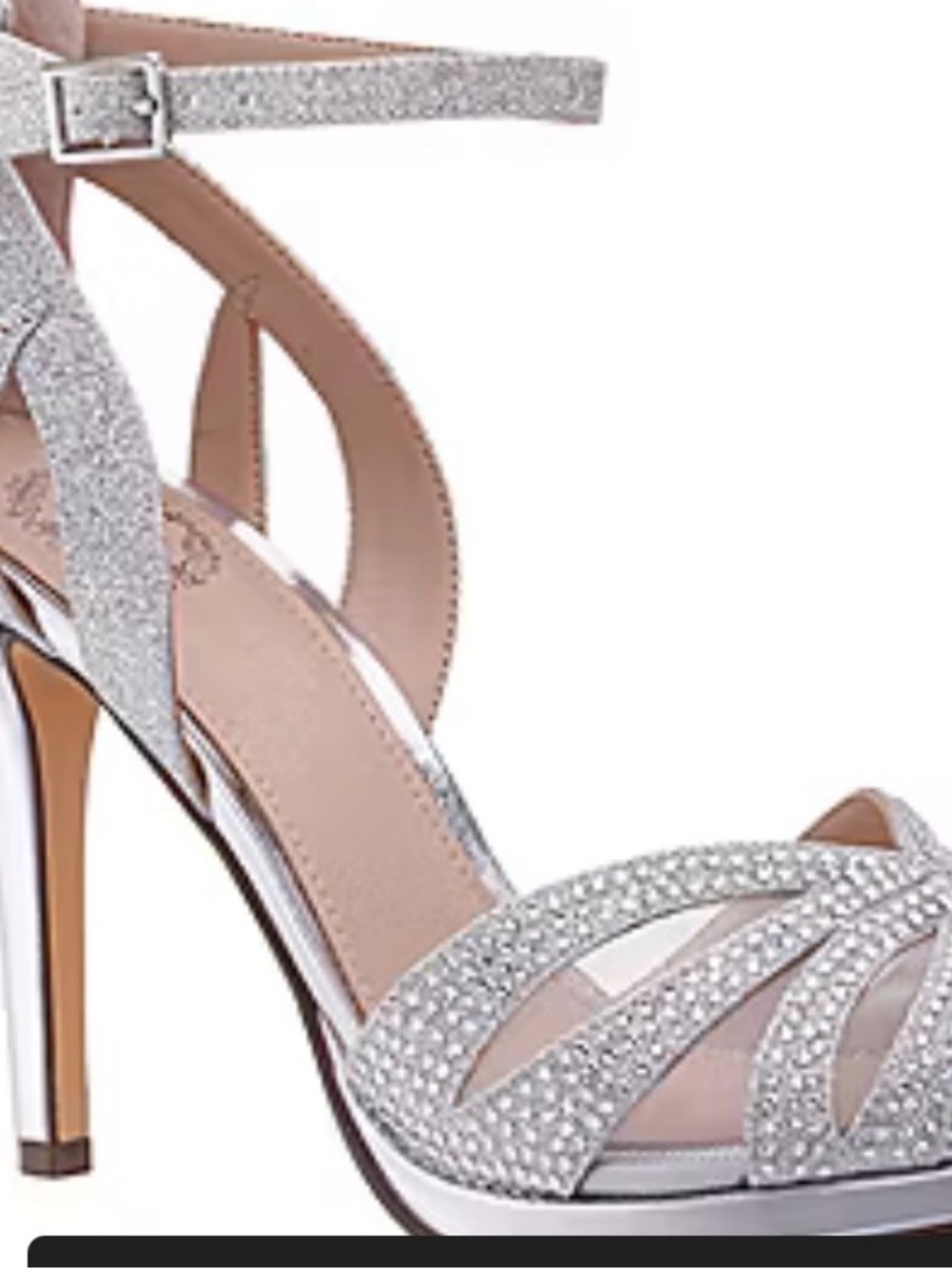 Silver Crystal Ankle-Strap Stiletto Heels